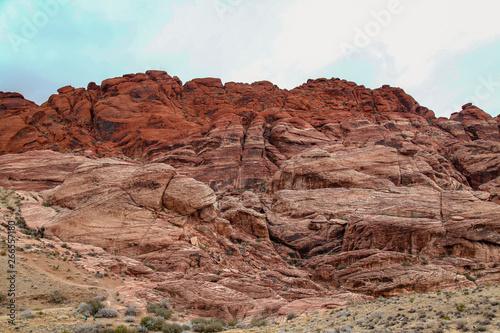 View of red rock canyon national park in Foggy day at nevada,USA. photo