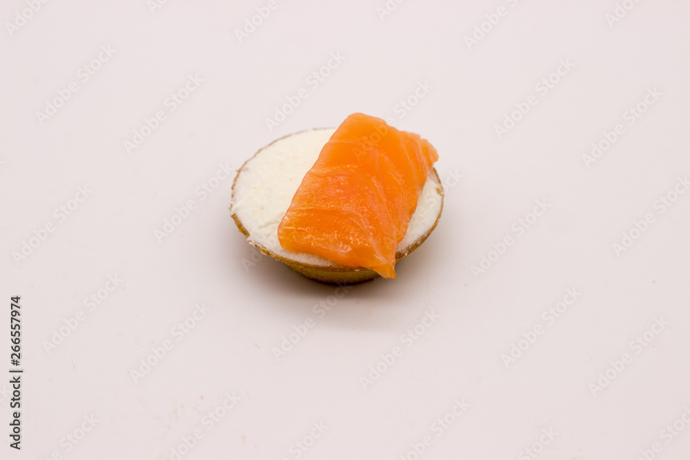Sandwich with salmon on white background Sandwich with salmon on white background