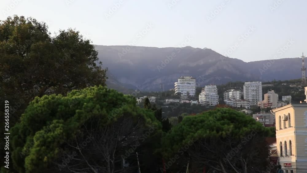 View on Yalta town in sunny winter day. Crimea. View on Yalta town in sunny winter day. Crimea.