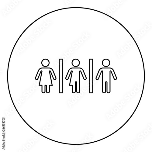Woman bisexual transvestite gay man loyalty concept icon in circle round outline black color vector illustration flat style image