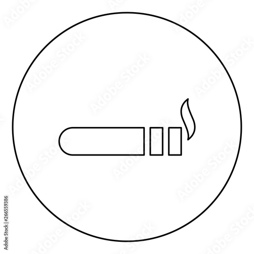 Cigar with smoke Luxury Havana cigar Smoking cigar concept icon in circle round outline black color vector illustration flat style image