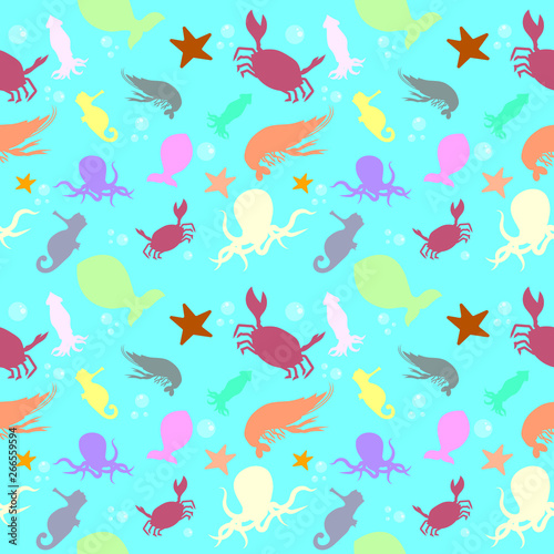 seamless pattern with animal sea