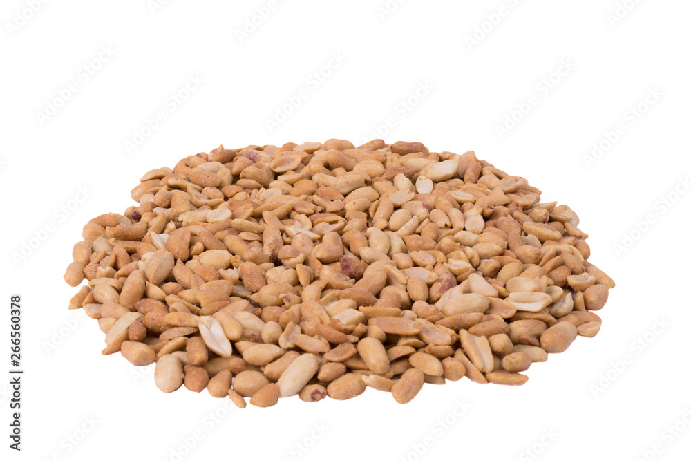 Peanuts and green olives on a white background Peanuts and green olives on a white background