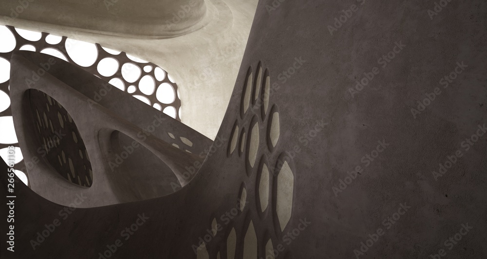 Empty dark abstract brown concrete room smooth interior. Architectural background. 3D illustration and rendering Empty dark abstract brown concrete room smooth interior. Architectural background. 3D illustration and rendering