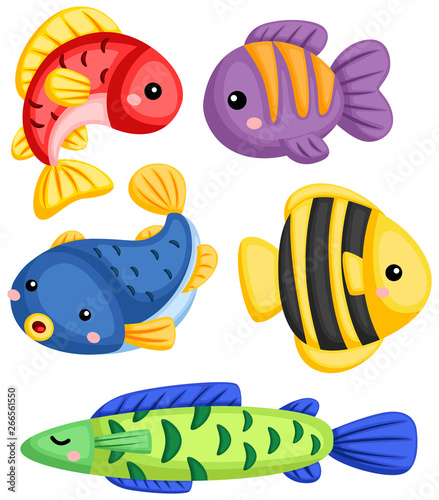 a vector collection of many fishes