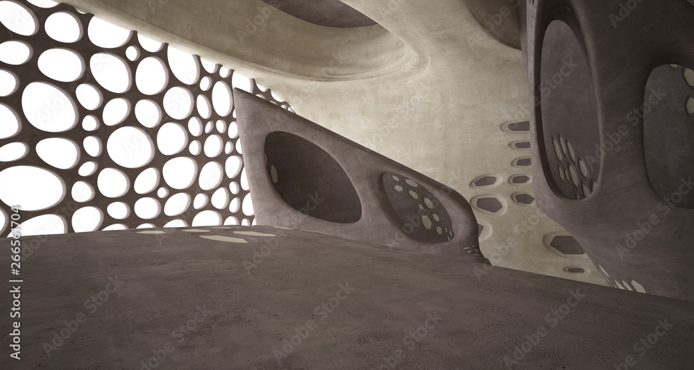 Empty dark abstract brown concrete room smooth interior. Architectural background. 3D illustration and rendering Empty dark abstract brown concrete room smooth interior. Architectural background. 3D illustration and rendering
