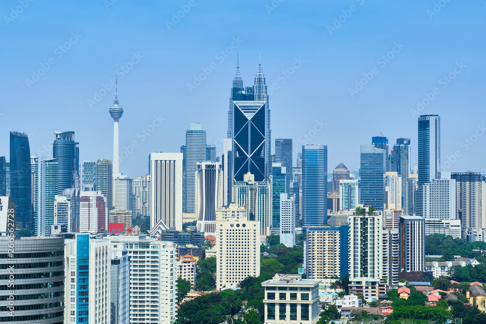 City skyline view of Kuala Lumpur, capital of Malaysia