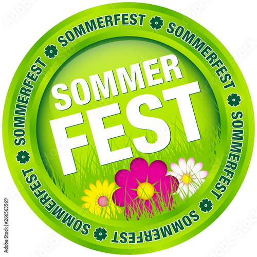 Button "Sommerfest" Wiese/Blumen