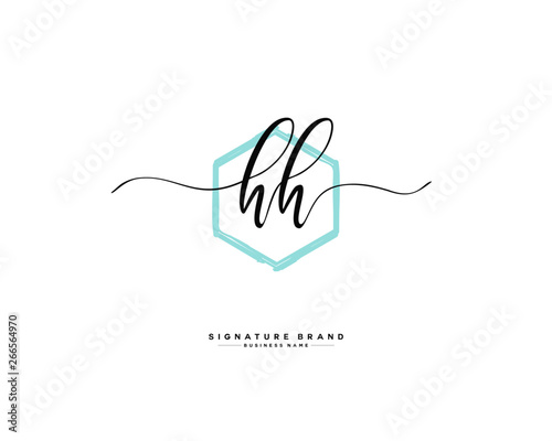 H HH initial logo handwriting  template vector