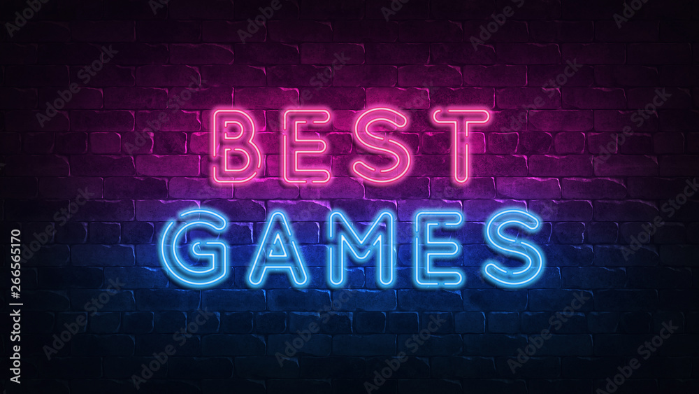 best games neon sign, great design for any purposes. 3d render. Modern design. Retro emblem design. Slot neon sign. Decoration element. Futuristic concept. casino element. best games neon sign, great design for any purposes. 3d render. Modern design. Retro emblem design. Slot neon sign. Decoration element. Futuristic concept. casino element.