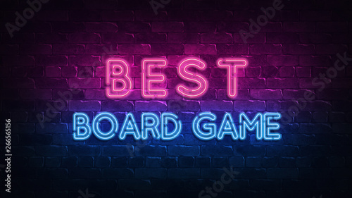 best boardgames neon sign, great design for any purposes. 3d render. Modern design. Retro emblem design. Slot neon sign. Decoration element. Futuristic concept. casino element.