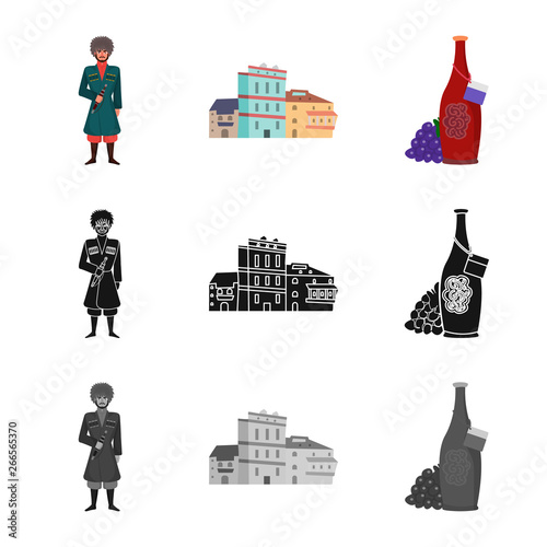 Isolated object of culture and sightseeing sign. Set of culture and originality stock vector illustration.