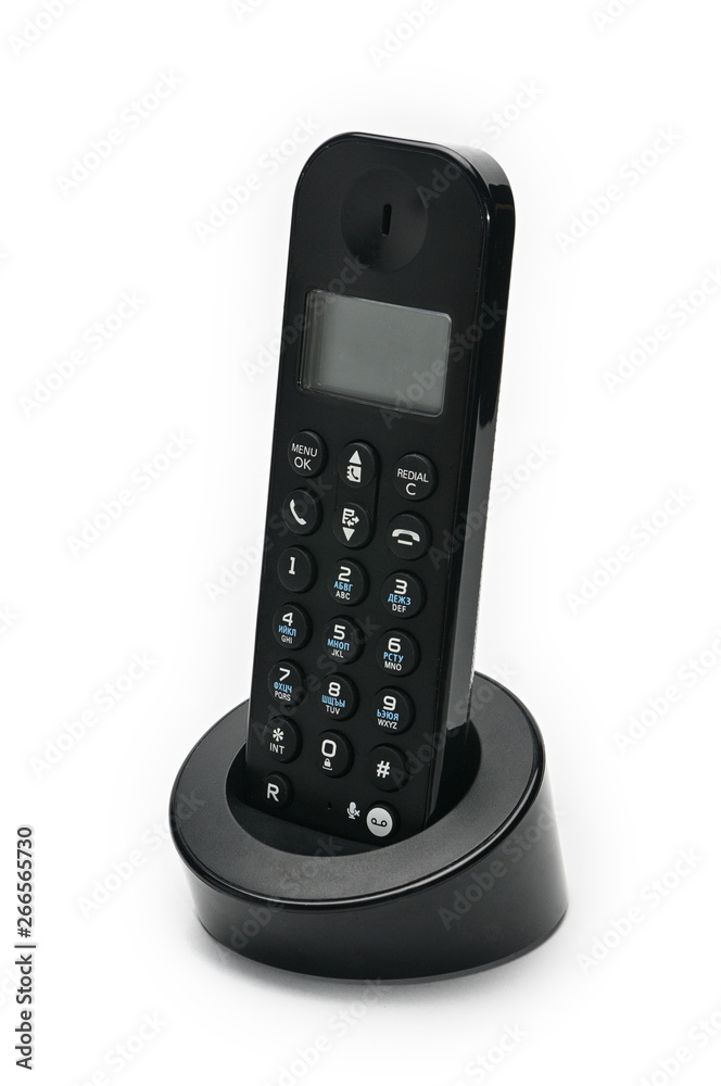 Telephone for calls to urban and long-distance lines on a white background Telephone for calls to urban and long-distance lines on a white background