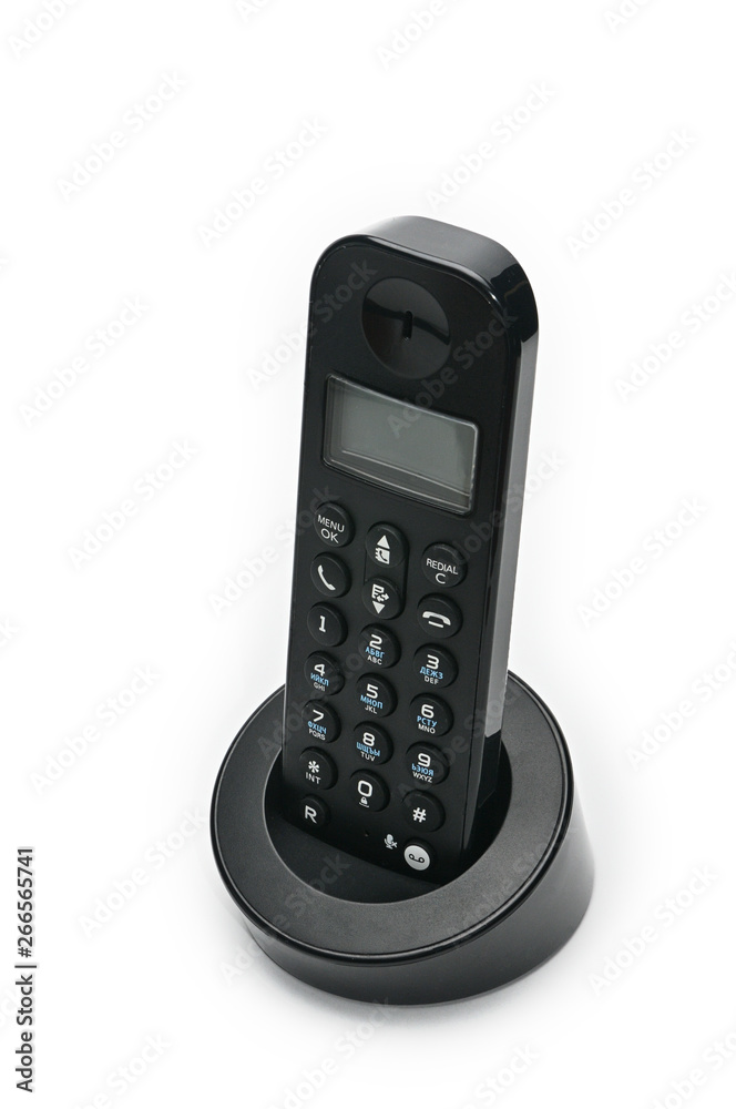 Telephone for calls to urban and long-distance lines on a white background Telephone for calls to urban and long-distance lines on a white background