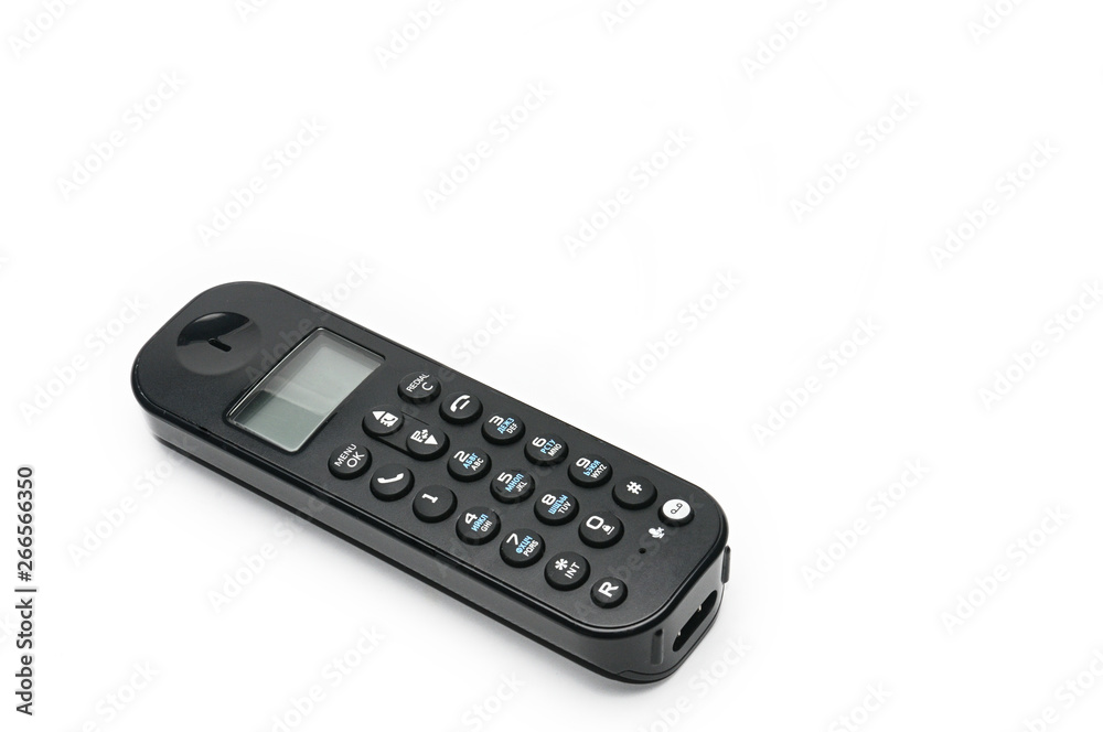 Telephone for calls to urban and long-distance lines on a white background Telephone for calls to urban and long-distance lines on a white background