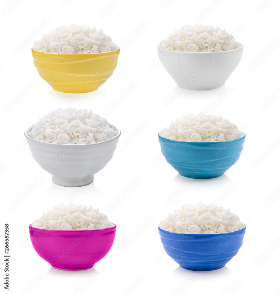 rice in bowl on white background rice in bowl on white background