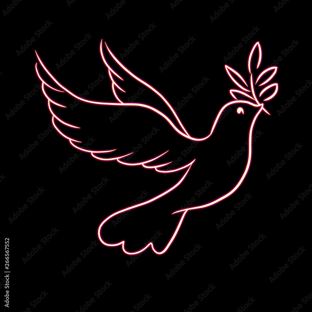 Beautiful neon line sketch dove bird vector illustration Beautiful neon line sketch dove bird vector illustration