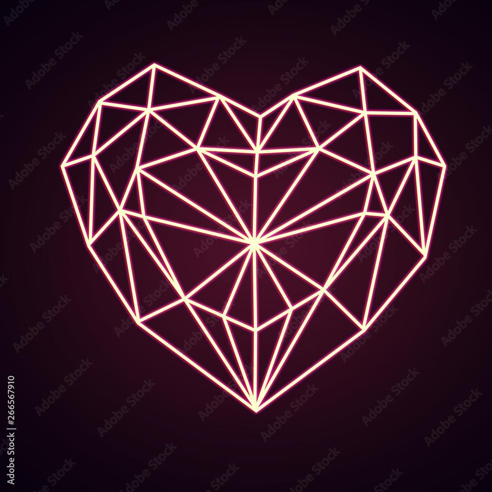 Abstract neon geometric heart illustration Abstract neon geometric heart illustration
