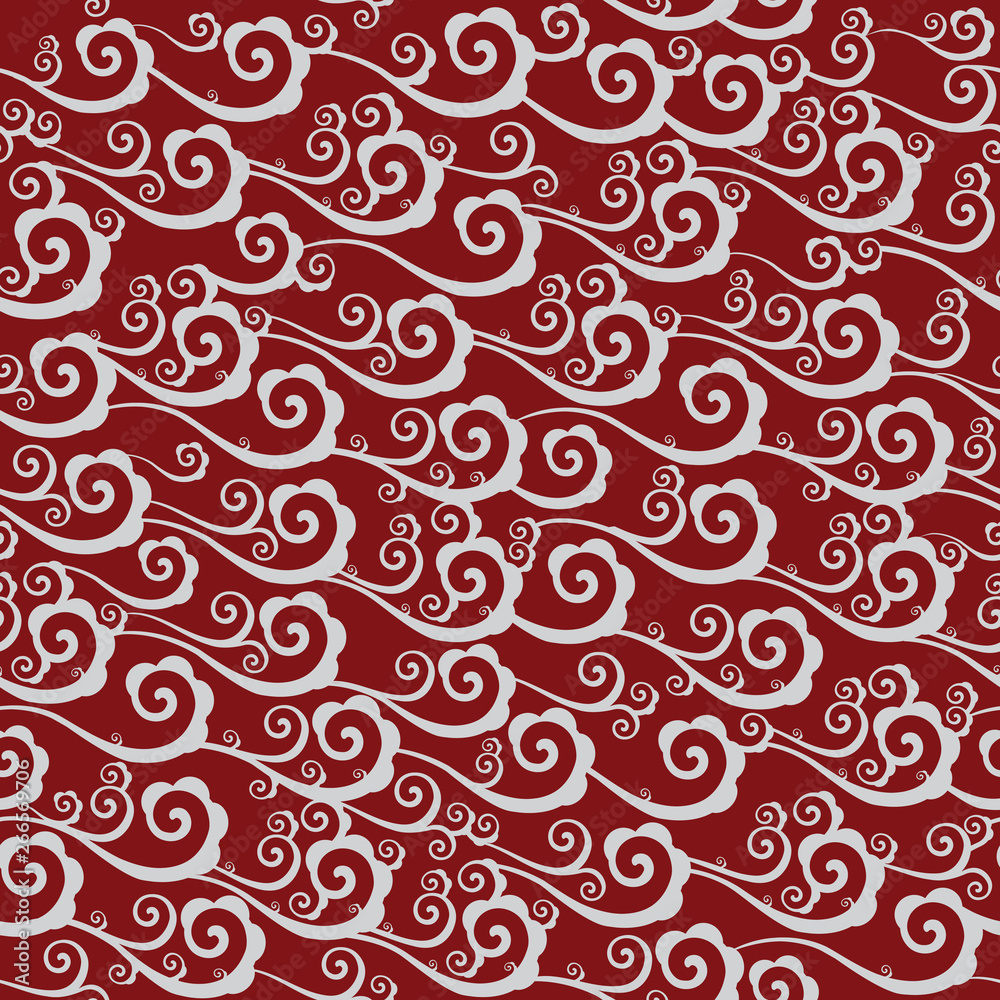 Seamless pattern with clouds in Chinese style. Flat vector graphics. abstract swirl shapes geometric tiled pattern. chinese traditional clouds pattern - Vector