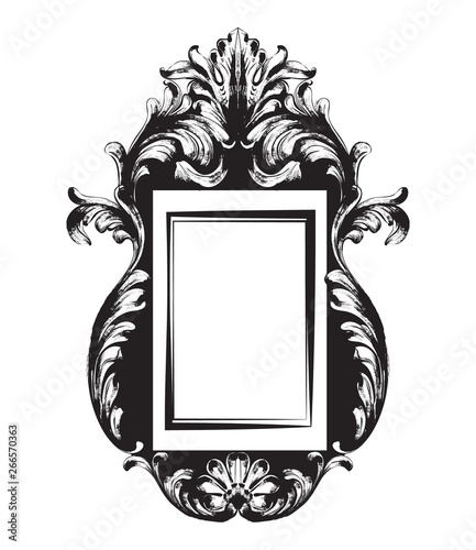 Vintage frame Vector line art. Classic engraved ornaments. Royal styles