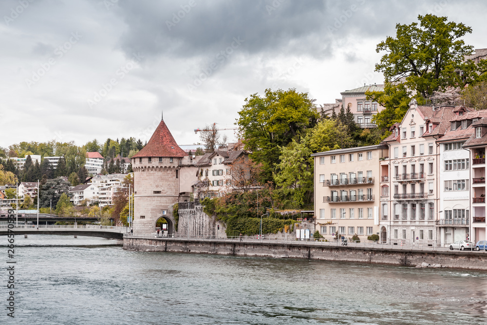 Lucerne town cityscape at cloudy day