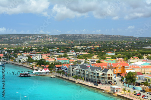  Kralendijk, capital city of Bonaire view from cruise ship. photo