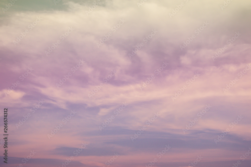 Beautiful sky and clouds in soft pastel color.Soft cloud in the sky background colorful pastel tone.