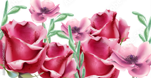 Spring flowers frame card Vector watercolor. Wedding invitation. Summer fest ...