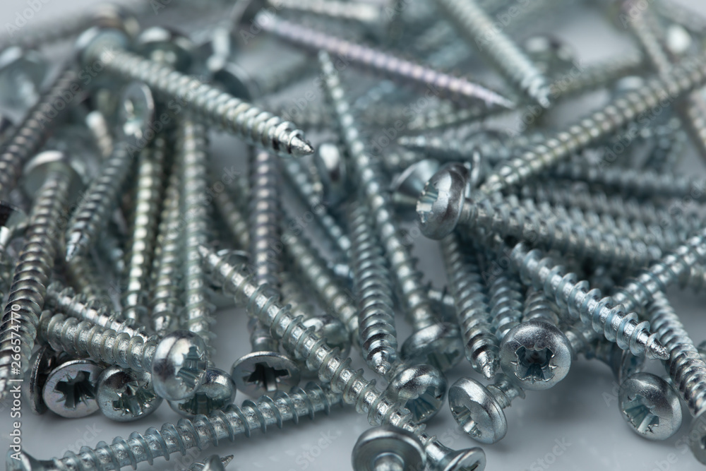 Pile of metallic screws, close up Pile of metallic screws, close up