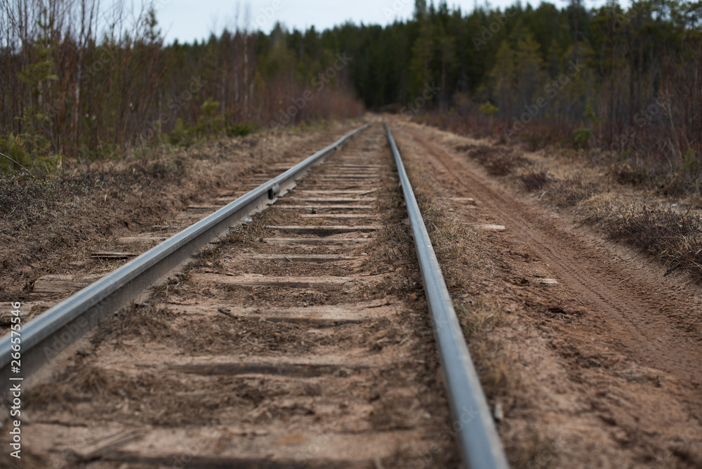fragment of the railway. rails and sleepers fragment of the railway. rails and sleepers