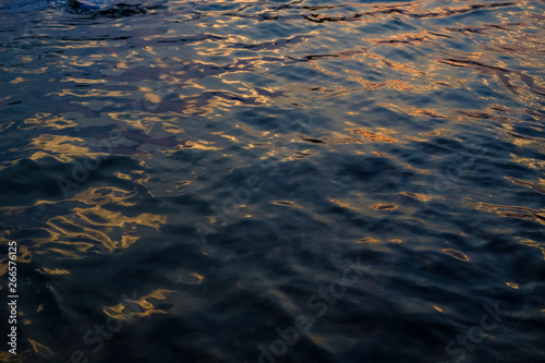 Water background ,sunset dark night