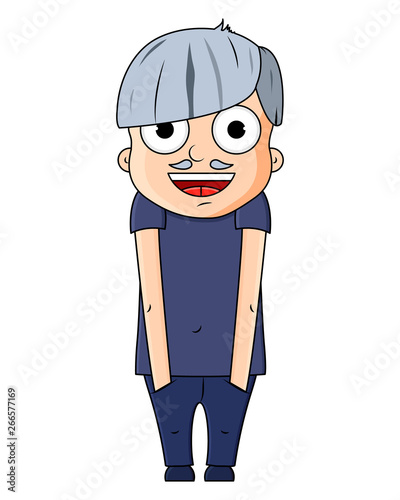 Cute cartoon young grandfather with happy emotions. Vector illustration
