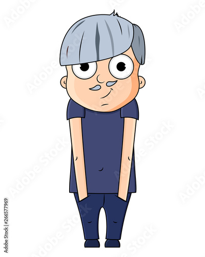 Cute cartoon young grandfather with happy emotions. Vector illustration