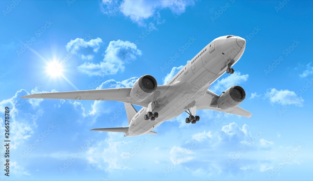 Obraz premium Airplane isolated on Sky 3D Rendering