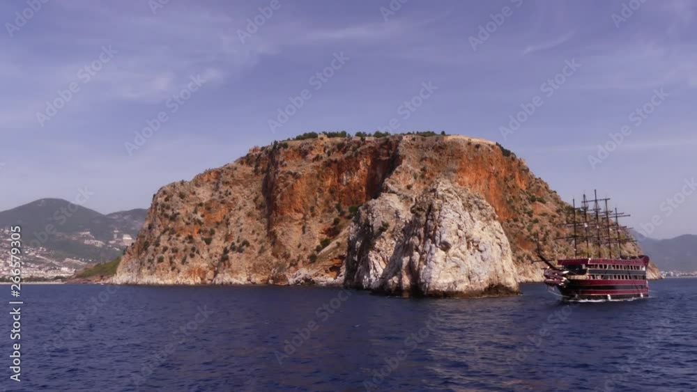 Mediterranean coast (Turkey) Rocks and historical objects. Long ago pirates lived here Mediterranean coast (Turkey) Rocks and historical objects. Long ago pirates lived here