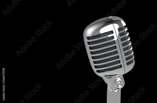 Microphone on Black Background 3D Rendering