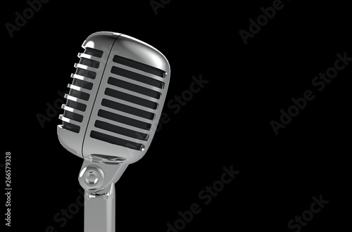 Microphone on Black Background 3D Rendering