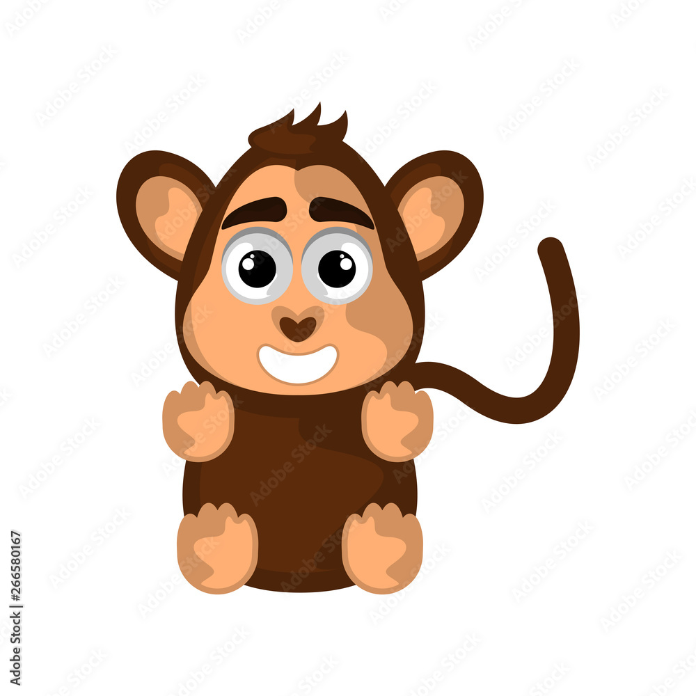 Isolated cute happy monkey on white background - Vector Isolated cute happy monkey on white background - Vector