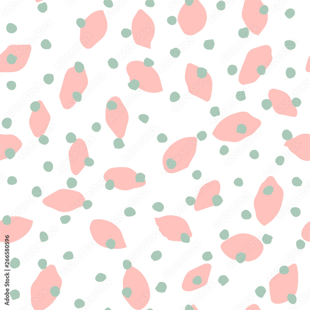 Vector seamless pattern hand drawn polka dot paint brush. Abstract endless background. The texture of the paint in pastel color of pink and mint. Modern illustration for fabric design and other Vector seamless pattern hand drawn polka dot paint brush. Abstract endless background. The texture of the paint in pastel color of pink and mint. Modern illustration for fabric design and other