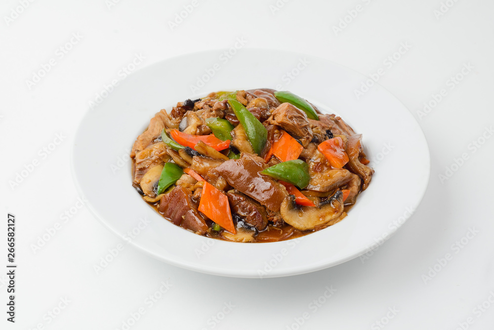 mushrooms with vegetables on plate mushrooms with vegetables on plate