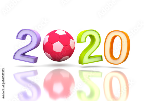 New Year 2020 with Football - 3D Rendered Image