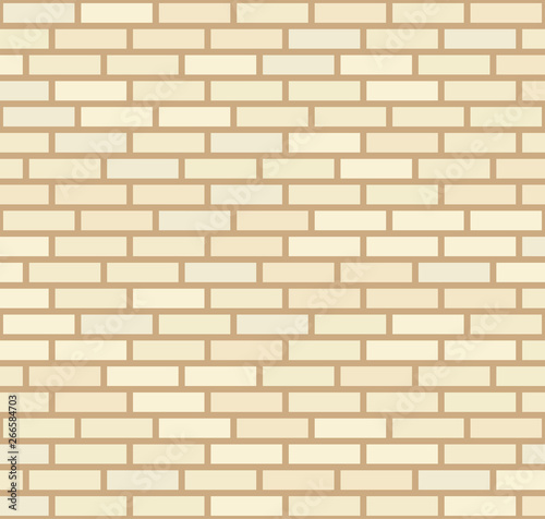 Vector beige and light yellow brick wall background. Old texture urban masonry. Vintage architecture block wallpaper. Retro facade room illustration