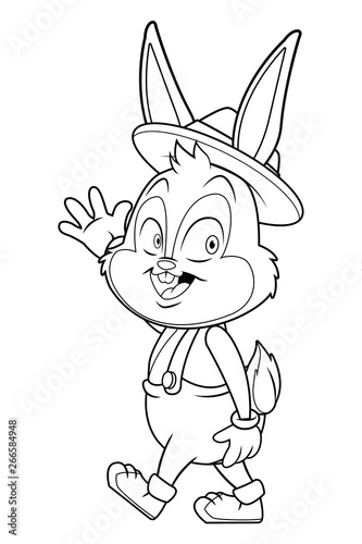 Cute easter bunny celebration isolated black and white