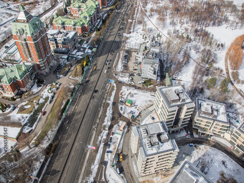 Canvas Print Residential area, view above. View of Moscow, Russia