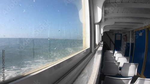 Interior of a empty moving ferry