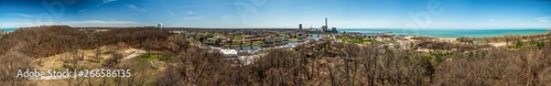 Panoramic view across the town of Michigan City, Indiana