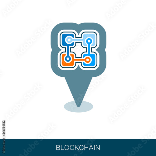 Blockchain vector pin map icon