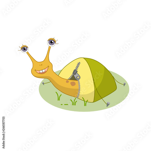 snail in a tent