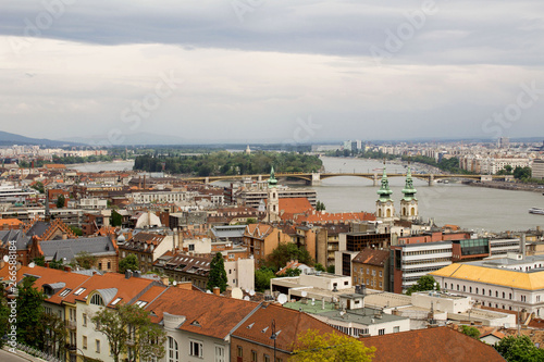 Panoramic view of the city, river and island.Budapest. Hungary.