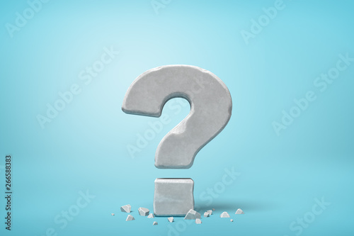 Fototapeta Naklejka Na Ścianę i Meble -  3d rendering of stone concrete question mark on blue background